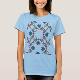 Terrakotta Rot Türkis Blau Über Kreuz Mediterran T-Shirt
