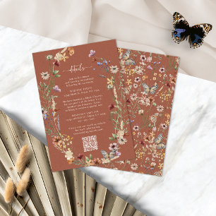 Terrakotta Rustik Boho Wildblumen Umschlagkarte Begleitkarte