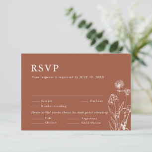 Terrakotta-Rustikal-Blumen-Herbst-Wildblumen-Hochz RSVP Karte