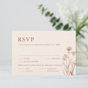 Terrakotta Rustikale Blumige Herbst-Wildblumen-Hoc RSVP Karte