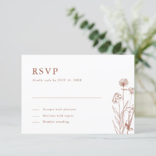 Terrakotta Rustikale Blumige Herbst-Wildblumen-Hoc RSVP Karte