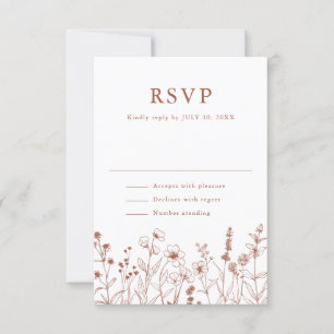 Terrakotta Rustikale Blumige Herbst-Wildblumen-Hoc RSVP Karte