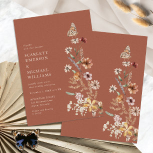 Terrakotta-Rustikale-Boho-Hochzeitseinladungen Einladung