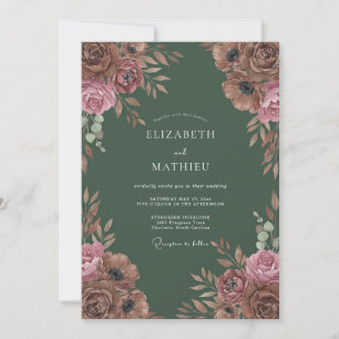Terrakotta-Rustikale Hochzeit mit Blumen Einladung