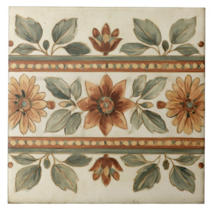 Terrakotta-Sage-Blumen-Volksgut-Band-Grenze Fliese