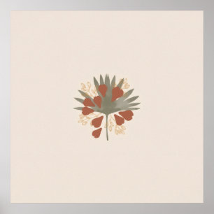 Terrakotta-Salbei-Abstraktes Blumenbouquet-Kunstwe Poster