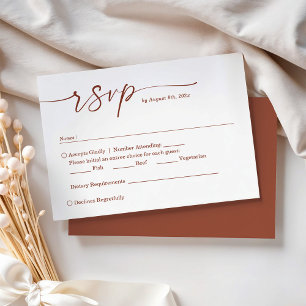 Terrakotta-Schrift mit Menüwahl Hochzeit RSVP Karte
