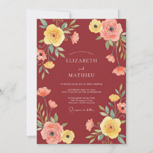 Terrakotta-Senf-Ranunculus-Eukalyptus-Hochzeit Einladung