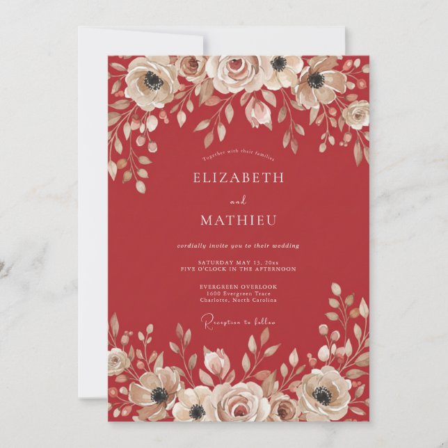 Terrakotta Soft Rose Hochzeit Einladung (Vorderseite)