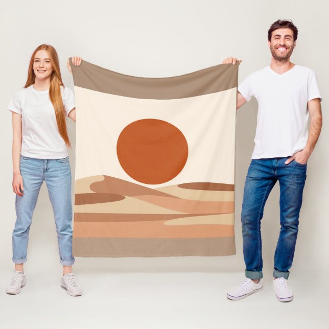 Terrakotta-Sonne Minimalistischer Boho-Abstrakter  Fleecedecke (Beispiel)