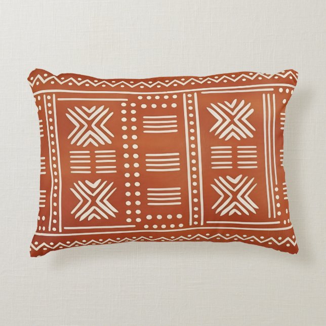 Terrakotta-Stammes-Mudcloth-Muster Dekokissen (Vorderseite)