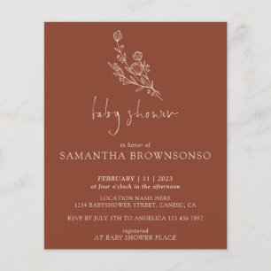 Terrakotta-Sträuße Botanische Budget-Baby-Einladun Flyer