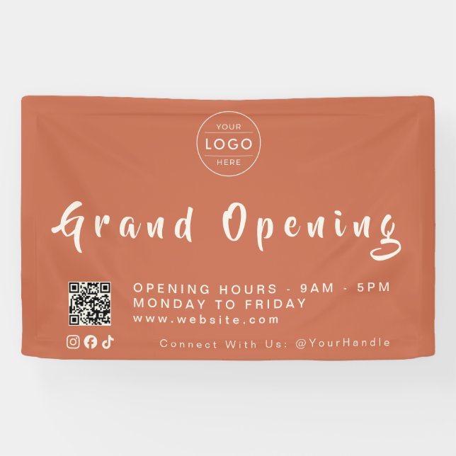 Terrakotta-Ton-QR-Code-Cafe-Bäckerei-Restaurant Banner (Horizontal)