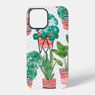Terrakotta-Töpfe Aquarell Zimmerpflanzen Nahtlos iPhone 12 Hülle