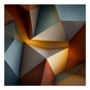 Terrakotta Türkis Geometrischer Vortex 3D Abstrakt Poster