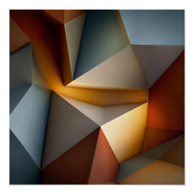 Terrakotta Türkis Geometrischer Vortex 3D Abstrakt Poster (Vorderseite)