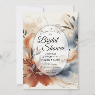 Terrakotta Twilight und Navy Blooms Brautparty Einladung