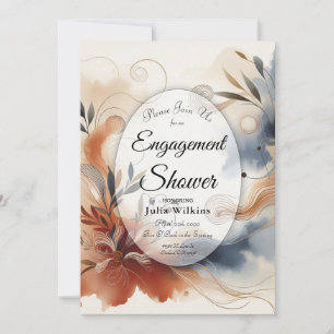 Terrakotta-Twilight- und Navy-Blooms-Verlobung Einladung
