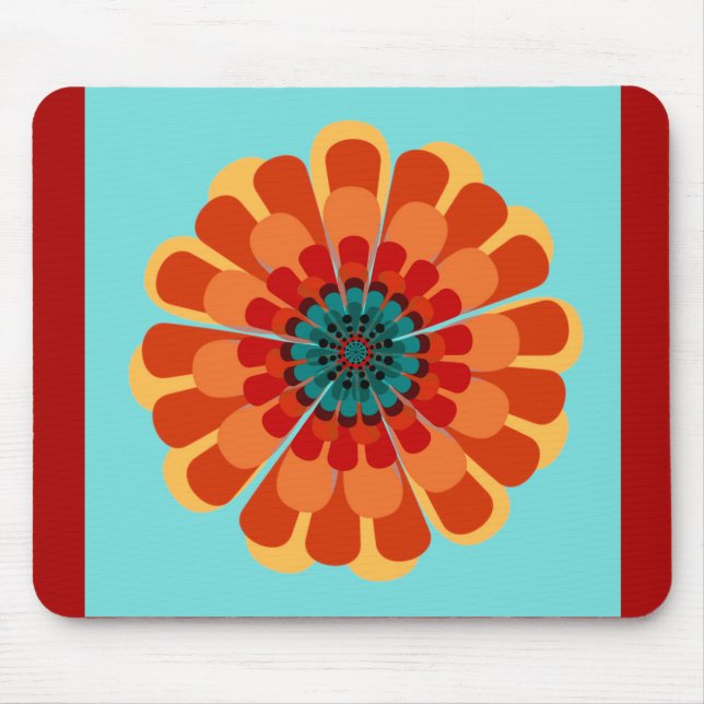 Terrakotta und Aquamarine Blume Mousepad (Vorne)