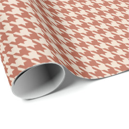Terrakotta- und Creme-Houndstooth-Muster | Warm Geschenkpapier