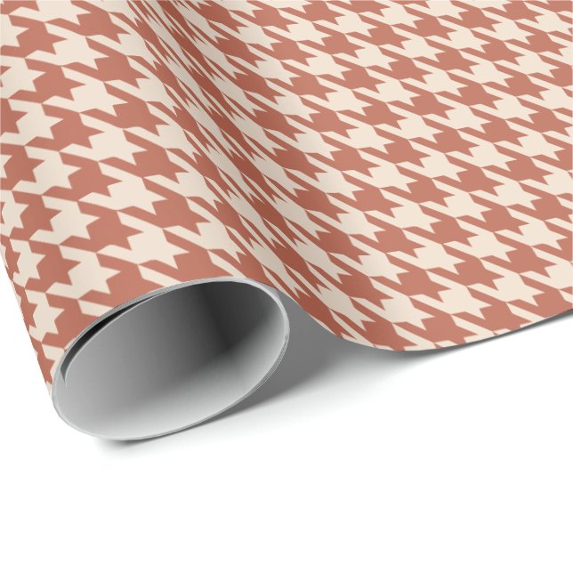 Terrakotta- und Creme-Houndstooth-Muster | Warm  Geschenkpapier (Rolleneckpunkt)