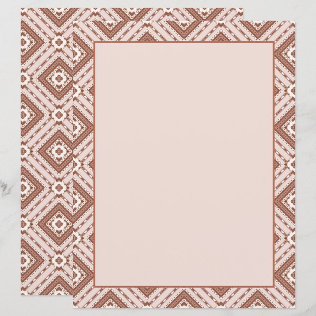 Terrakotta- und Elfenbein-Geometrie-Diamantmuster (Vorne/Hinten)