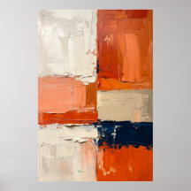 Terrakotta und Marineblau Abstrakte Impasto