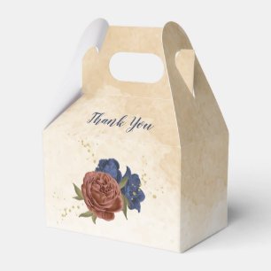 Terrakotta- und Marineblumen Hochzeit Geschenkschachtel