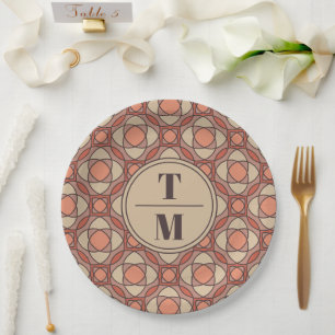 Terrakotta- und Mauve-Art-Deco-Papierplatten Pappteller