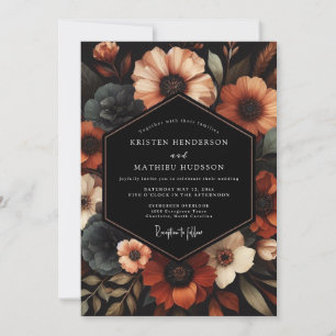 Terrakotta- und Schiefer-Moody-Floral-Hochzeit Einladung