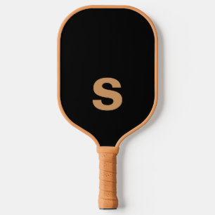 Terrakotta und Schwarz Modernes Monogramm Pickleball Schläger