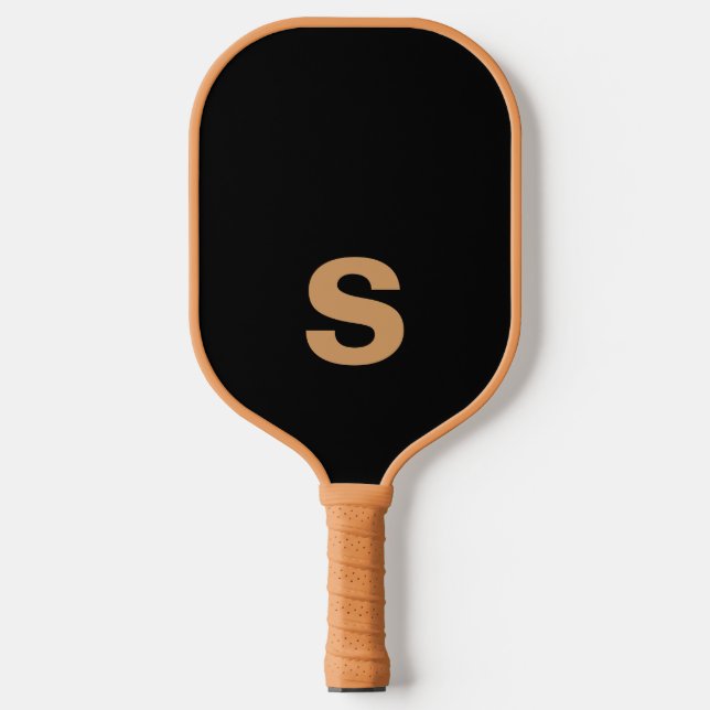 Terrakotta und Schwarz | Modernes Monogramm Pickleball Schläger (Vorderseite)