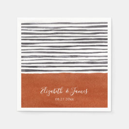 Terrakotta und Schwarz-weiße Streifen Serviette