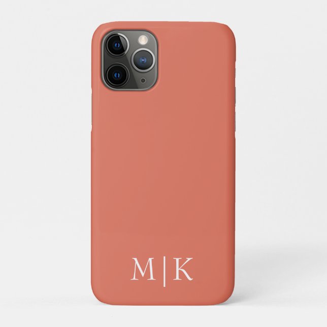 Terrakotta und Weiß | Modernes Monogramm Case-Mate iPhone Hülle (Rückseite)
