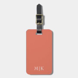 Terrakotta und Weiß | Modernes Monogramm Gepäckanhänger