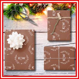 Terrakotta und Weiß | Monogram für moderne Initial Geschenkpapier Set