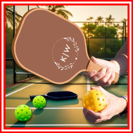 Terrakotta und Weiß | Monogram für moderne Initial Pickleball Schläger