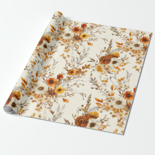 Terrakotta und weiße Blume Botanischer Boho Exotic Geschenkpapier