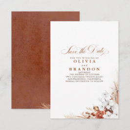 Terrakotta und weiße Blume Save the Date Ankündigung