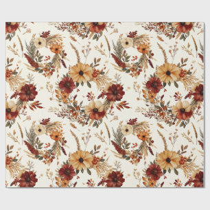 Terrakotta- und weiße Blumen Botanical Boho Exotis Geschenkpapier