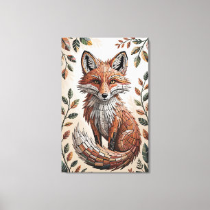 Terrakotta-Wald-Mosaik-Fuchs Leinwanddruck