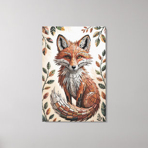 Terrakotta-Wald-Mosaik-Fuchs Leinwanddruck