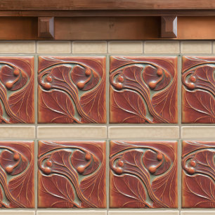 Terrakotta-Wanddekoration mit Blumen im Art Nouvea Fliese