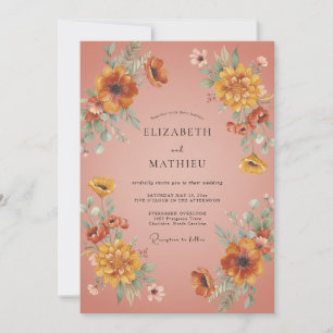Terrakotta-Warm-Golden-Mohn-Hochzeit Einladung