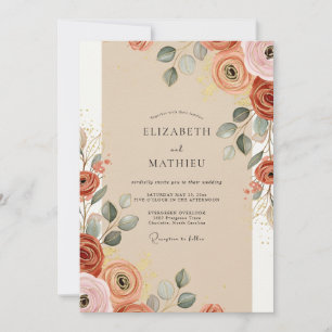 Terrakotta-Warmes-Bohemian-Hochzeit Einladung