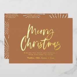 Terrakotta-weiße Schrift frohe Weihnachten Non-Fot Folien Feiertagskarte