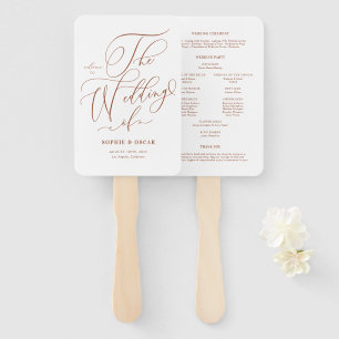 Terrakotta-Whimsical-Calligraphy-Hochzeitsprogramm Fächer