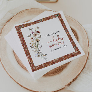 Terrakotta-Wildblumen-Baby-Party Serviette