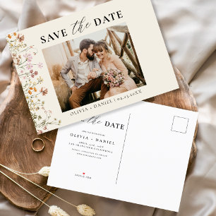 Terrakotta-Wildblumen Blumige Bunte Hochzeit Ankündigungspostkarte