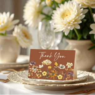 Terrakotta-Wildblumen-Boho-Hochzeits-Dankeskarten Dankeskarte